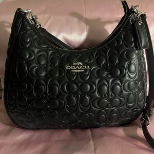 Coach Black Embossed Hobo Bag